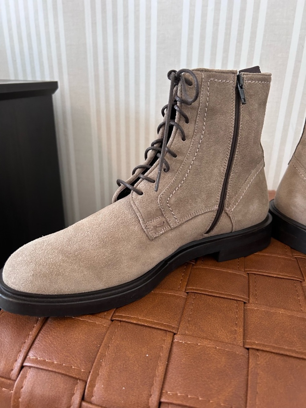 Steve Madden Men's Gray Taupe Suede Lace Up Boots Made in Italy NEW Size 8 - Picture 7 of 10